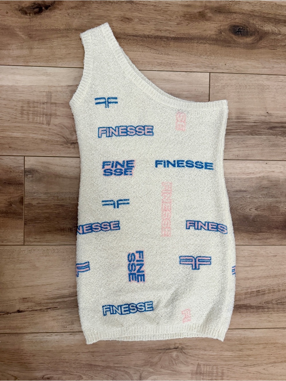 Finesse Cream Knit Sweater with Blue Logo